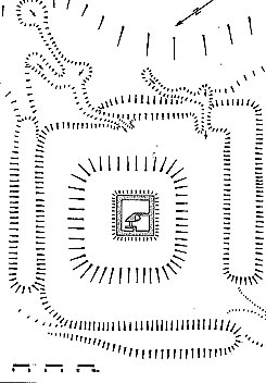 Plan der Burg Hunsgeweide (aus Kern 1966, S. 142)