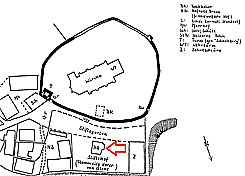 Lageplan des Steinernen Bocks (aus Koch 1997, S. 49)