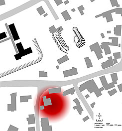 Planskizze der Wasserburg und der Lage des neuen Schlosses/Jgerhaus sdlich von nach Geo-Portal Baden-Wrttemberg (Datenquelle: LGL, www.lgl-bw.de), Entwurf: Christoph Engels