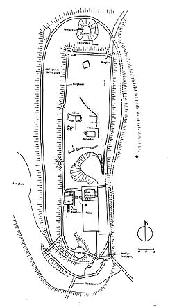 Plan der Gesamtanlage, aus: Max Langenbrinck, Schloss Biedenkopf, in: Burgenbau im sp�ten Mittelalter (Forschungen zu Burgen und Schl�ssern 2), M�nchen/Berlin 1996, S. 144