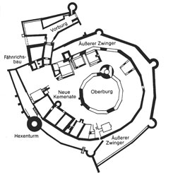 Plan der Gesamtanlage des Schlosses, aus: H. K. Stoffers, Kulturdenkmler in Hessen, Landkreis Marburg-Biedenkopf I, Stuttgart 1993, S. 589