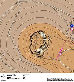 Planskizze nach Geo-Portal Baden-Wrttemberg (Datenquelle: LGL, www.lgl-bw.de) und Gnter Schmitt, Burgen, Schlsser und Ruinen im Zollernalbkreis (Zollernalb-Profile B.3, Schriftenreihe des Zollernalbkreises) Ostfildern 2007, S. 79; Entwurf: Christoph Engels 2022.