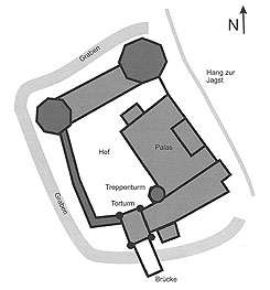Planskizze der Gtzenburg (aus Buchali 2012, S. 109)