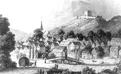 Stadt und Burg (um 1340), aus: Friedhoff, Hatzfeld (1996)