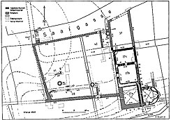 Grundriss des Saalhofs nach Otto Stamm (aus Die Deutschen K�nigspfalzen Band 1 Hessen, 2. Lieferung, S. 170)