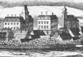 Breiteneich: Historische Ansicht des Burgschlosses. Stich: Georg Matthäus Vischer (1672).