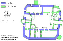 Breiteneich: vereinfachter Bauphasenplan. Grundlage: Bundesdenkmalamt. Digitalisierung: Patrick Schicht. Bauphaseninterpretation: Gerhard Reichhalter (2006).