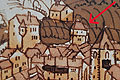 Burg von Radolfzell (Pfeil) um 1560 (aus Stadler 2017, S. 70)