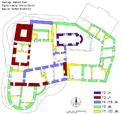 Buchberg: Bauphasenplan. Grundlage: Adalbert Klaar. Digitalisierung: Patrick Schicht. Bauphaseninterpretation: Gerhard Reichhalter (2006).