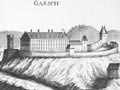 Gars: Historische Ansicht der Burg Gars um 1672. Stich: Georg Matthus Vischer (1672).