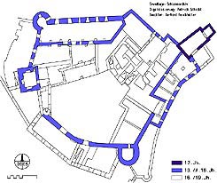 Leiben: Bauphasenplan. Grundlage: Schlossarchiv Leiben. Digitalisierung: Patrick Schicht. Baualtersinterpretation: Gerhard Reichhalter (2006).