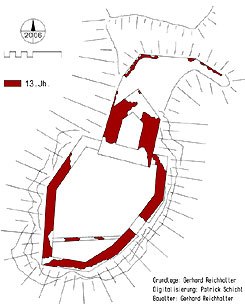 Buchenstein: Grundriss. Grundlage und Baualtersbestimmung: Gerhard Reichhalter, Digitalisierung: Patrick Schicht (2006)