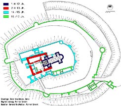 Vereinfachter Bauphasenplan. Grundlage: Oskar Kreutzbruck, Dehio; Baualtersbestimmung: Gerhard Reichhalter, Patrick Schicht; Digitalisierung: Patrick Schicht (2007).