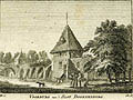 Doornenburg voorburcht, prent: H. Spilman naar J. de Beyer (1742)