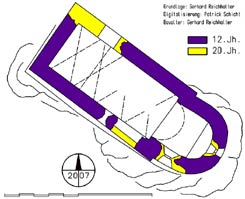 Bauphasenplan der Kapelle. Grundlage und Baualtersbestimmung: Gerhard Reichhalter. Digitalisierung: Patrick Schicht (2006).