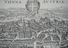 Wien-Hofburg: Historische Ansicht von Stadt und Burg, aus: Merian, Topographia (1649)