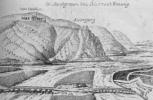 Leopoldsberg: Historische Ansicht der Burg "Kalenberg", aus Vischer, Topographia (1672)