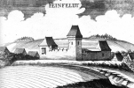 Feinfeld: Historische Ansicht der Burg. Stich: Georg Matthäus Vischer (1672)
