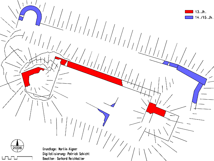 Thurnberg, Bauphasenplan. Grundlage Martin Aigner; Baualtersbestimmung: Gerhard Reichhalter. Digitalisierung: Patrick Schicht (2006).