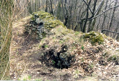 Mauerreste der Burg Bibervár bei Márianosztra, Foto: Zsuzsa Miklós (1980)