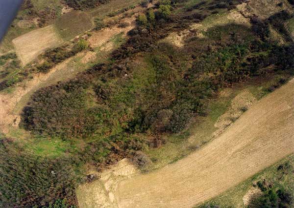 Kapospula-Drvr. Die Luftaufnahme des Burgberges, 1994 (Foto: Zsuzsa Mikls)